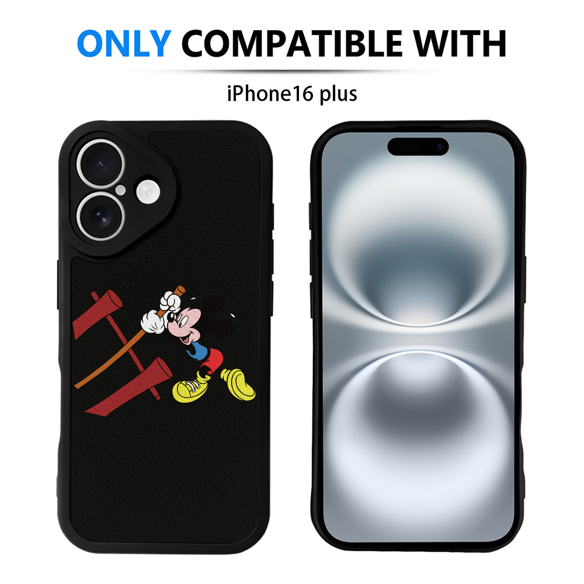 （画像用） ミッキーマウス Mickey Mouse 【iPhone 16シリーズ対応】シリコンスマホケース（レザー調） 材質：シリコン